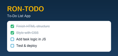 Screenshot of RON-TODO list app